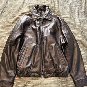 Colebrook Black Genuine Leather Insulated Bomber Jacket Size M